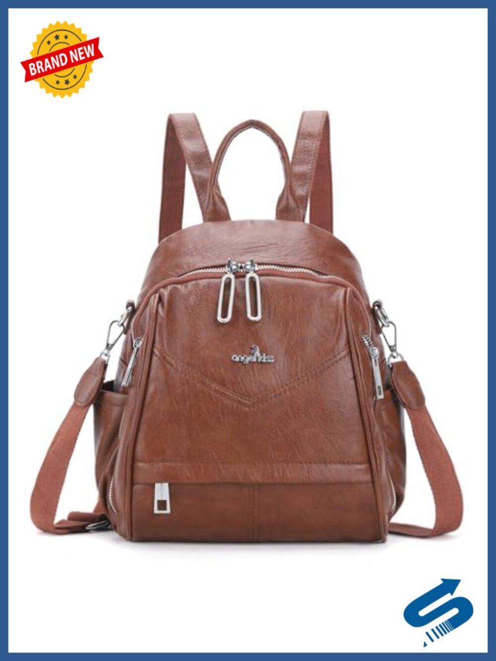 Small Convertible Backpack Purse Vegan Leather Women's Shoulder Bag